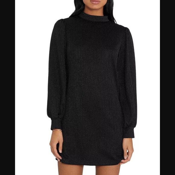 Sanctuary Tinsel Knit Glitter Black Long-Sleeve Dress size Small - Picture 1 of 7